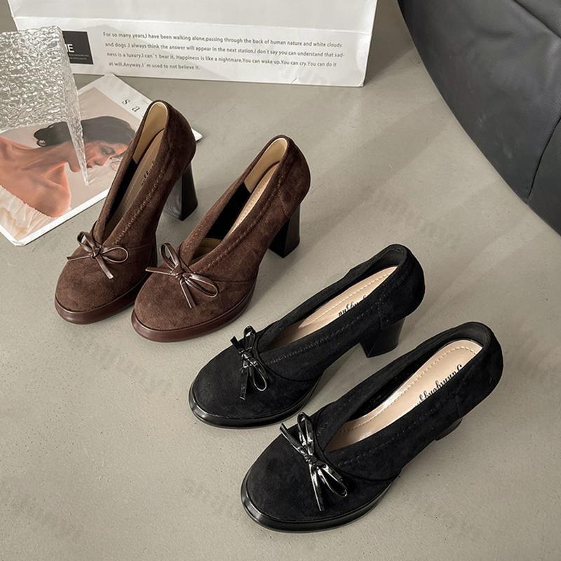 Vintage Fashion Luxury - รองเท้าส้นสูงผู้หญิง ฤดูใบไม้ผลิ ฤดูใบไม้ร่วง 2025 แฟชั่นวินเทจใหม่ ประดับโบว์