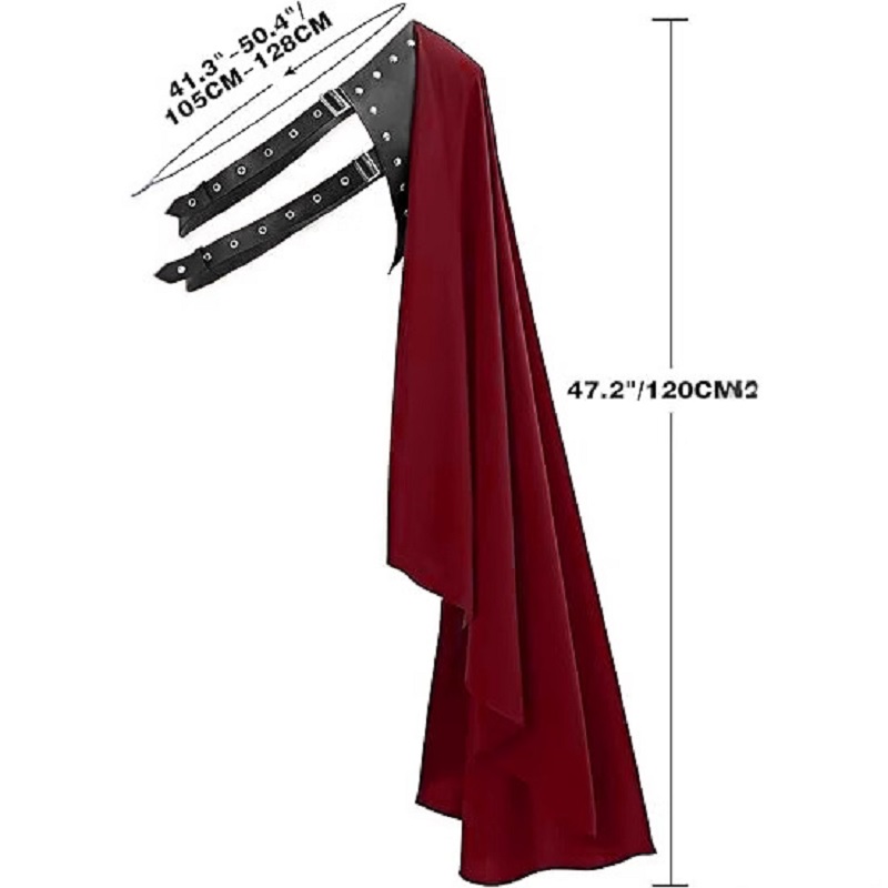 Vintage Trench Coat - ยุคกลาง Vintage Gothic Knight เกราะสีดําหนึ่งไหล่เสื้อคลุม Gothic