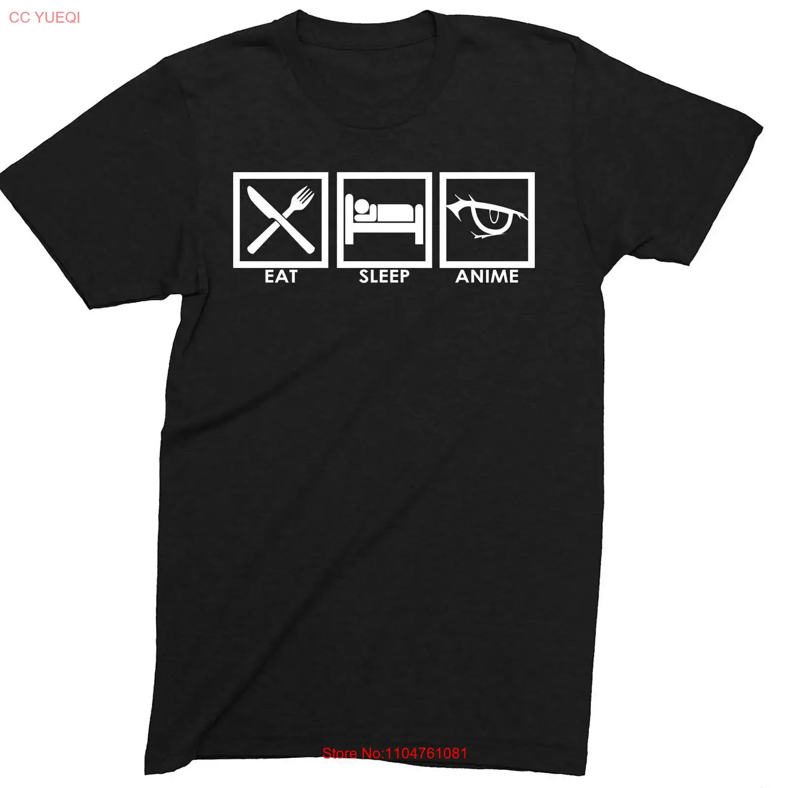 Vintage Fashion Ideas - เสื้อยืดลายตลก Eat Sleep Anime สำหรับผู้ชาย สไตล์วินเทจ