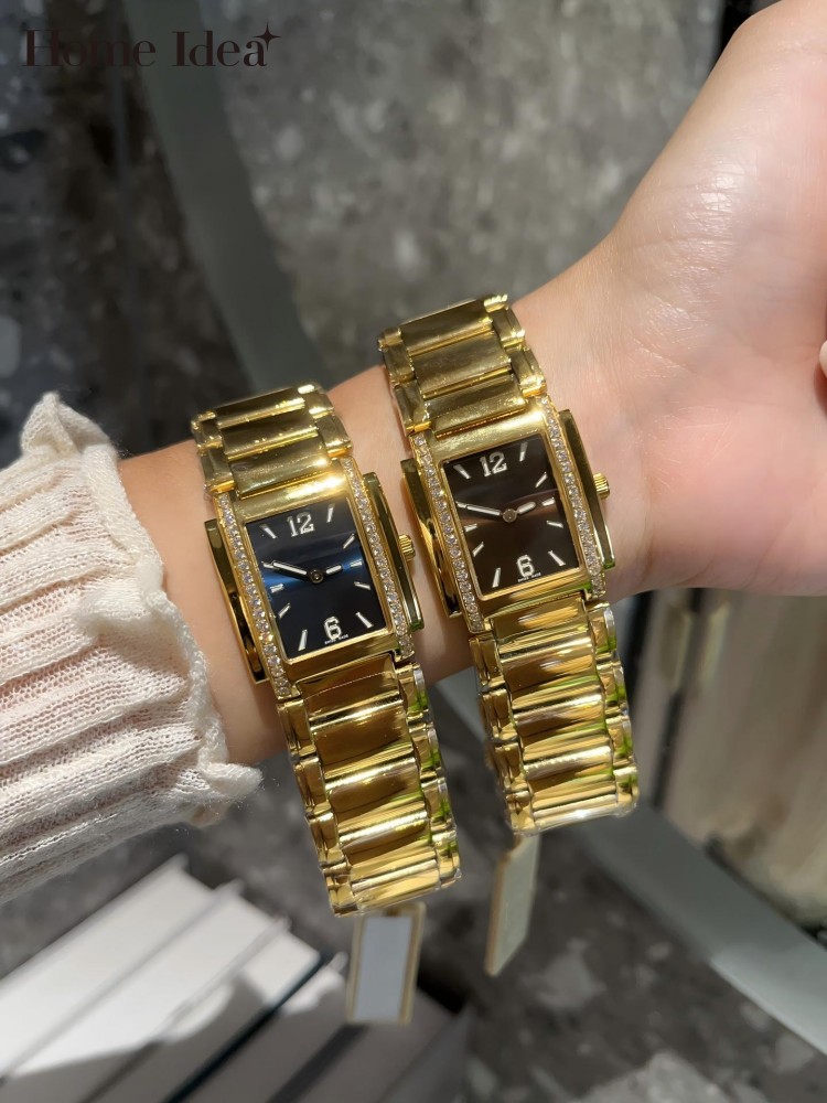 Vintage Fashion Ideas - นาฬิกาข้อมือผู้หญิงดีไซน์คลาสสิกทรงสี่เหลี่ยมผืนผ้า ระบบควอตซ์ คุณภาพสูง สไตล์วินเทจหรูหรา เหมาะสำหรับใส่ทำงาน ของขวัญเครื่องประดับสุดประณีต