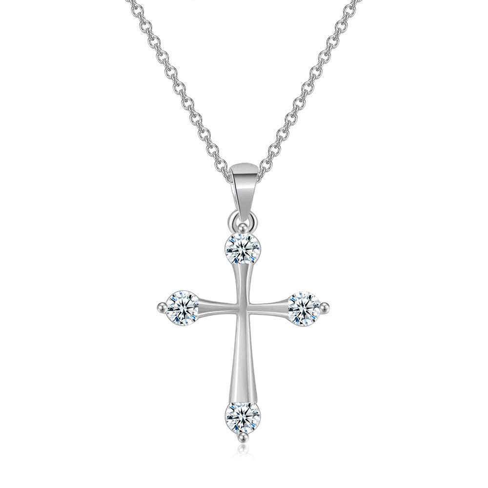 Vintage Fashion Faire - เงินสี Cross จี้สร้อยคอ Vintage Choker Chain