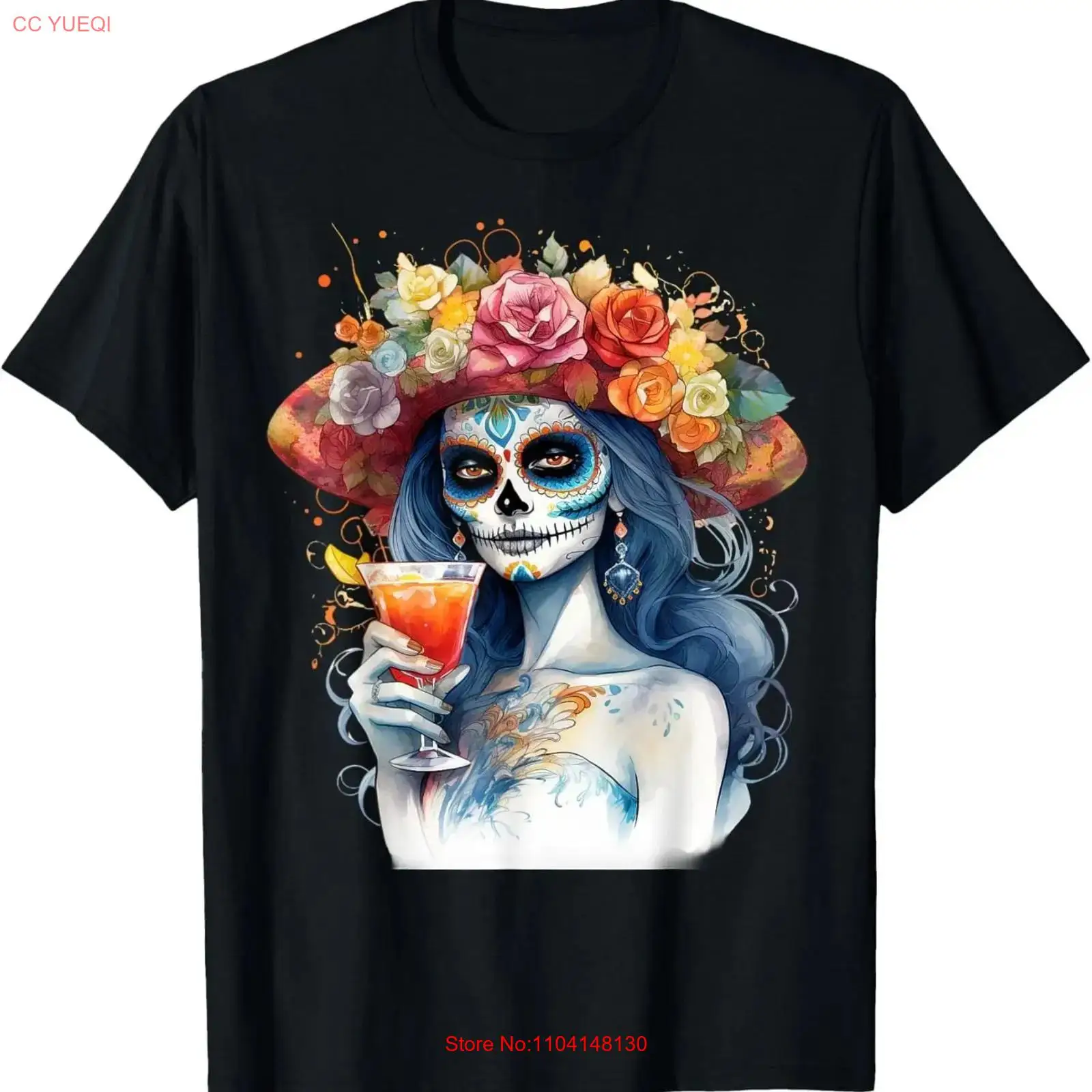 Vintage Fashion La - เสื้อยืดลายกราฟิก Dia De Los Muertos La
