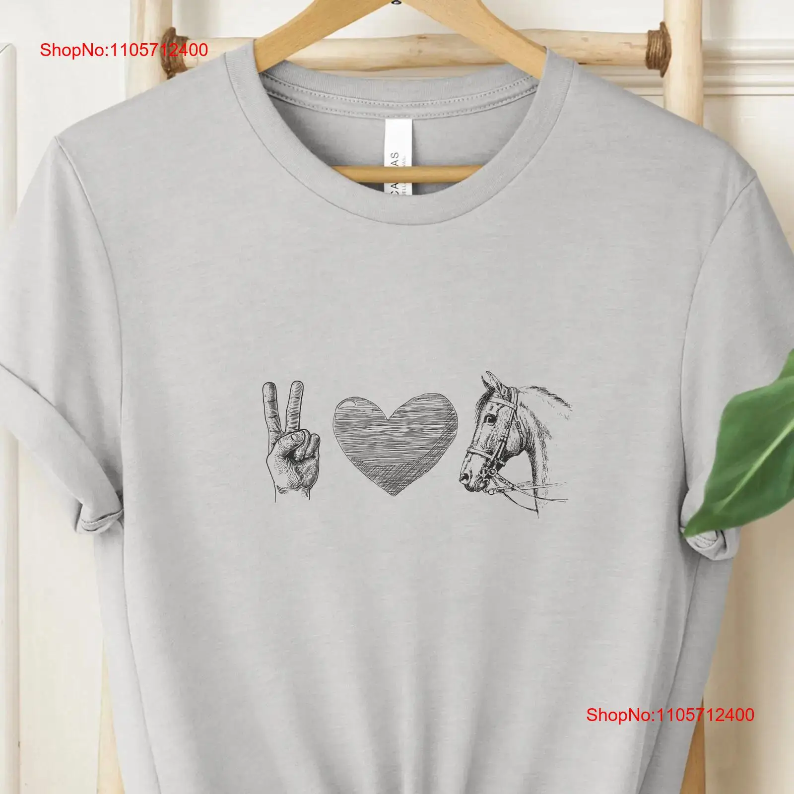 Vintage Fashion Faire - เสื้อยืดคนรักม้า Peace Love T สำหรับสาวๆ นักขี่ม้า