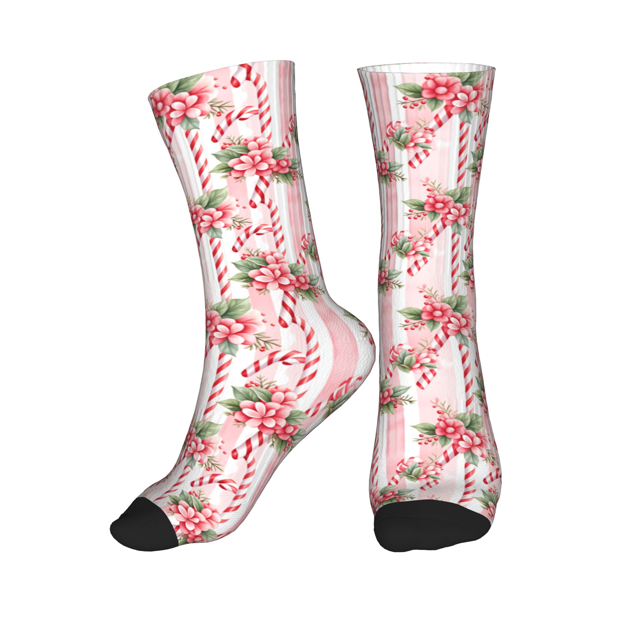 Vintage Fashion Prints - แฟชั่นการพิมพ์ลายวินเทจสีชมพูลายคริสต์มาสถุงเท้าสำหรับผู้ชายผู้หญิงยืดฤดูร้อนฤดูใบไม้ร่วงฤดูหนาวถุงเท้าลูกเรือ