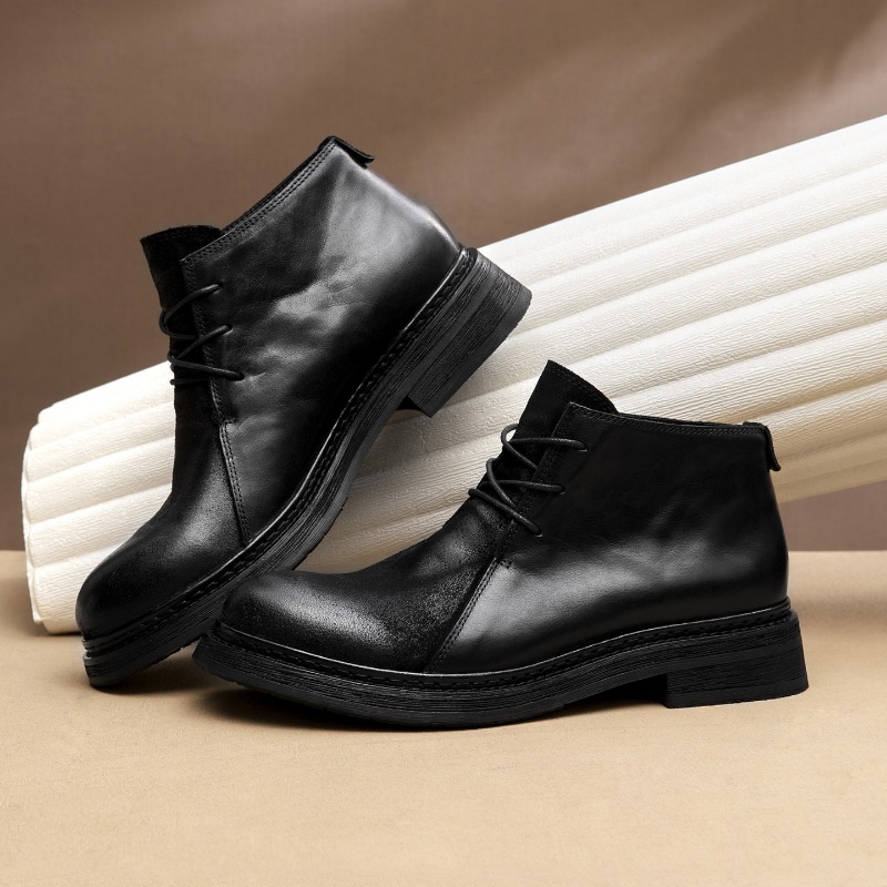 รองเท้าบูทหนังแท้สไตล์วินเทจสำ - Vintage Fashion Luxury บทวิจารณ์และราคา
