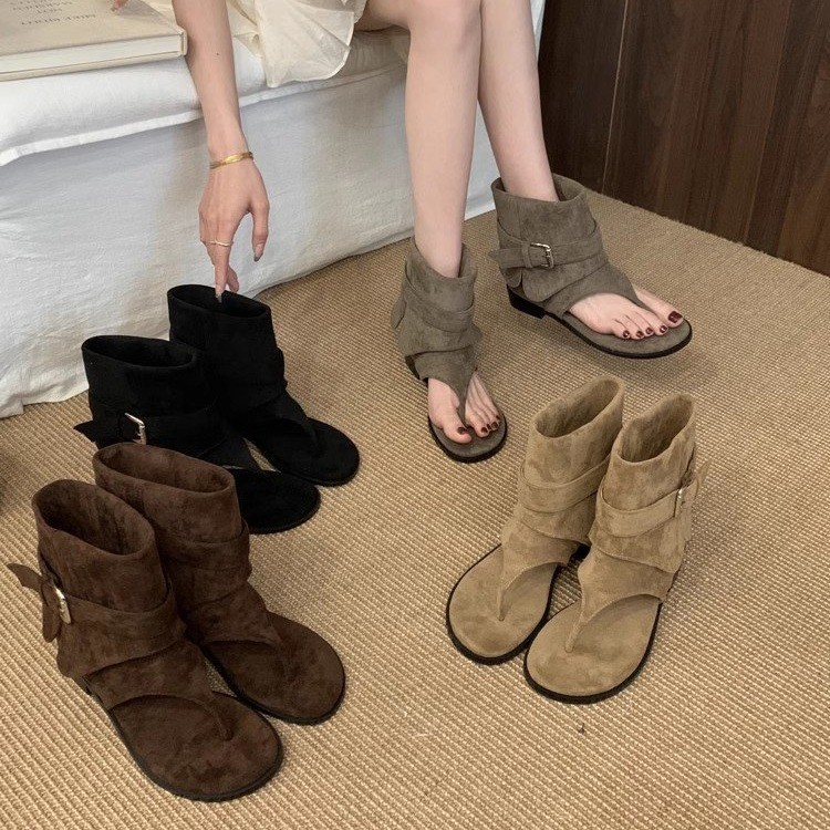 รองเท้าบูทเปิดนิ้วเท้าสำหรับผู - Vintage Fashion Luxury บทวิจารณ์และราคา