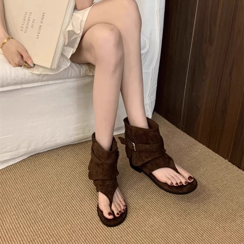รองเท้าบูทเปิดนิ้วเท้าสำหรับผู - Vintage Fashion Luxury บทวิจารณ์และราคา
