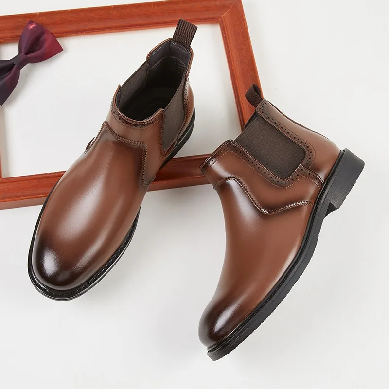 รองเท้าบูทหนังผู้ชายสไตล์วินเท - Vintage Fashion Luxury บทวิจารณ์และราคา