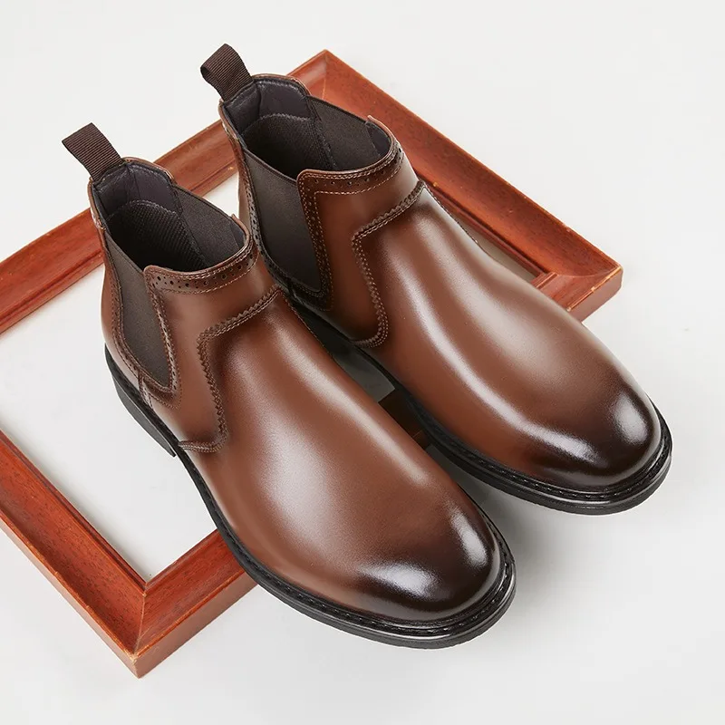 รองเท้าบูทหนังผู้ชายสไตล์วินเท - Vintage Fashion Luxury บทวิจารณ์และราคา