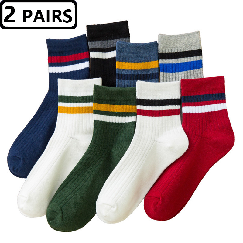 2 คู่ถุงเท้าผู้ชายลายทางผ้าฝ้า - Vintage Fashion Eu บทวิจารณ์และราคา