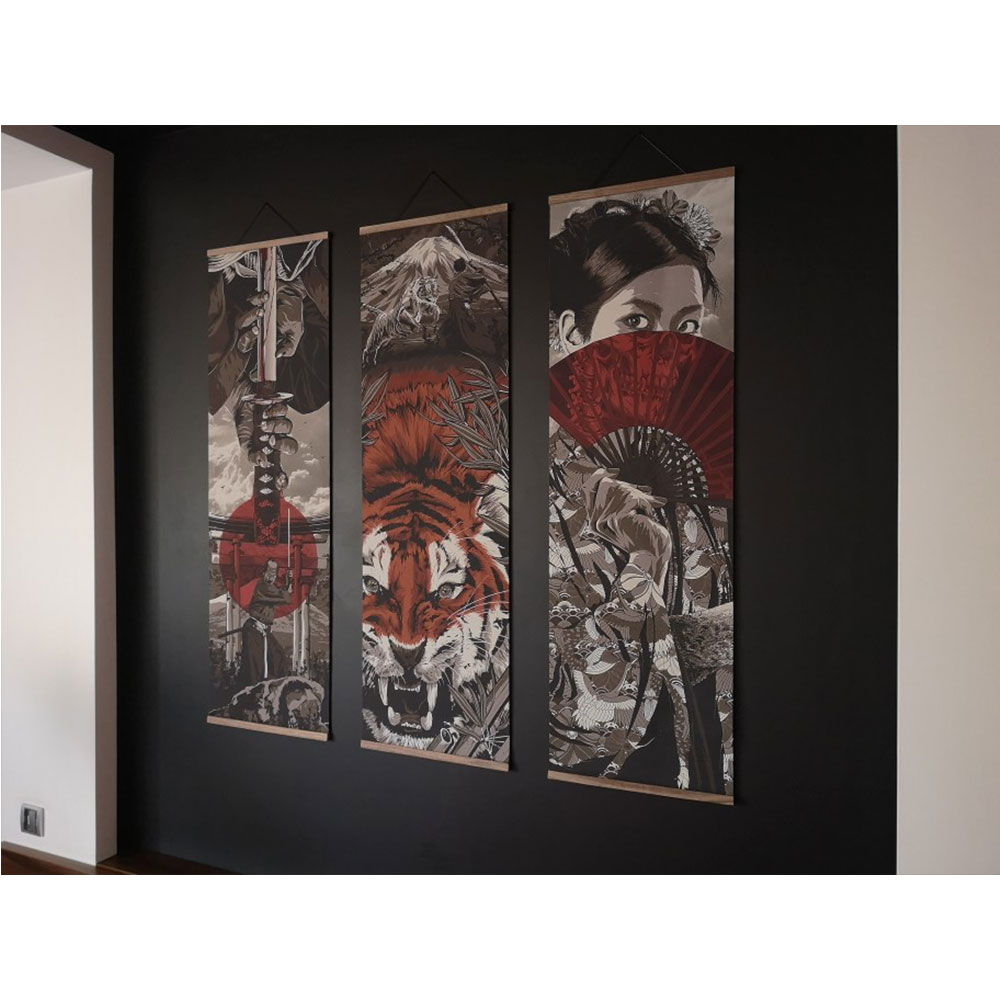 ซามูไรญี่ปุ่น Ukiyoe Tiger ผ้า - Vintage Fashion Illustrations บทวิจารณ์และราคา